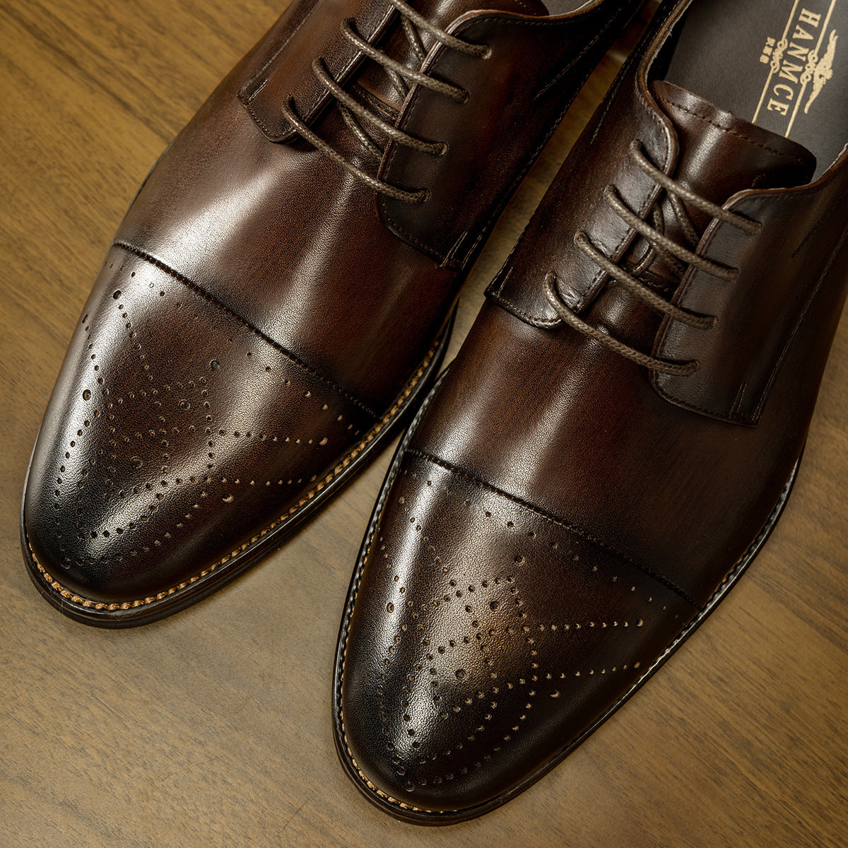 Men's Two-way Leisure Breathable Cowhide British Wedding Leather Shoes