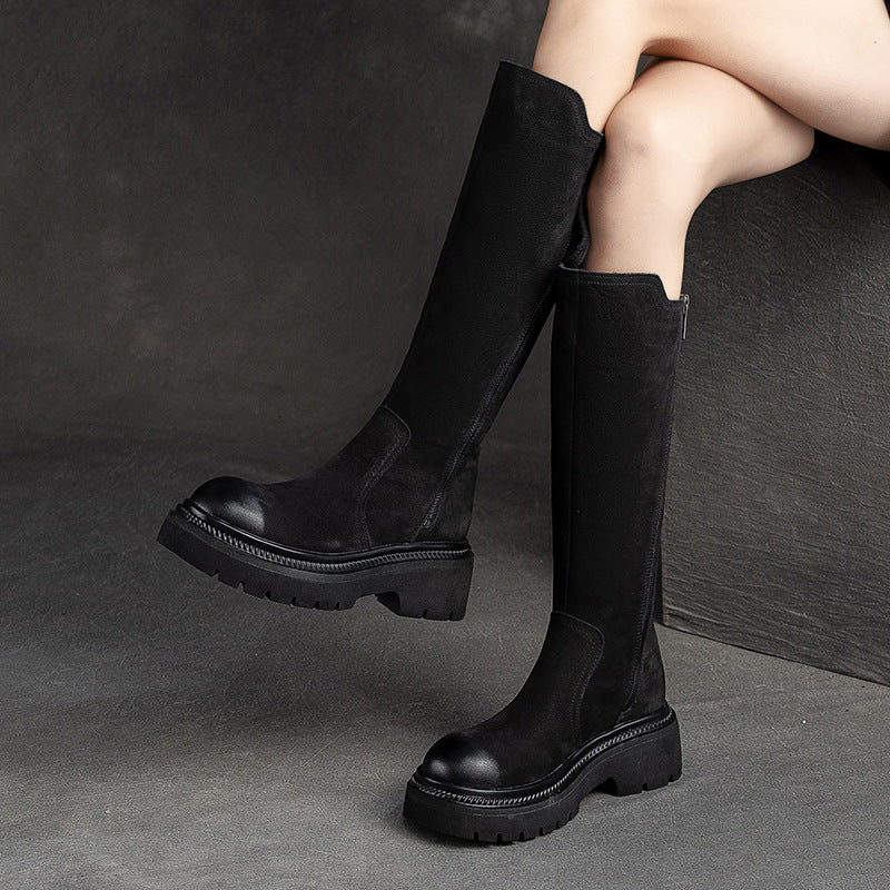 Women's Retro Knee-high French Simplicity Fashion Side Zipper Boots