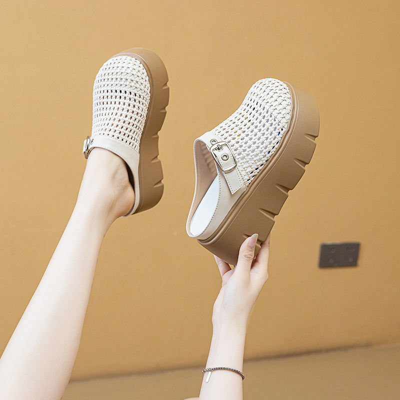 Women's Trendy Thick Bottom Toe Cap Half Summer Soft Thick-soles Slippers