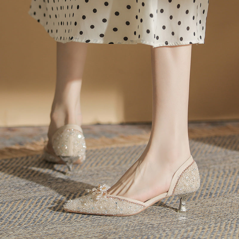 Women's Elegant Hollow Stiletto Pointed Toe Sexy Shallow Mouth Dress Heels