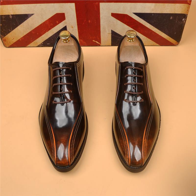 Men's Formal British Style Retro Breathable Wedding Men's Business Leather Shoes