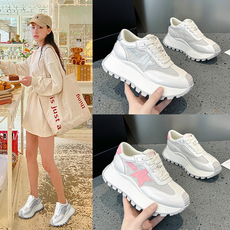 Women's Star Mesh Spring Platform Heightened Daddy Sports Casual Shoes