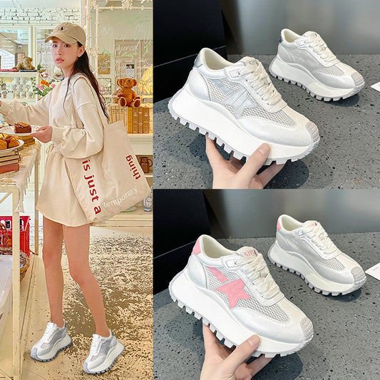 Women's Star Mesh Spring Platform Heightened Daddy Sports Casual Shoes