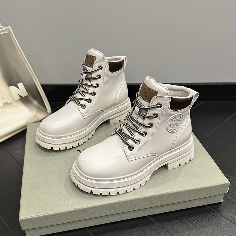 Women's Genuine Elevator Martin Summer Worker Outdoor Platform Women's Leather Boots