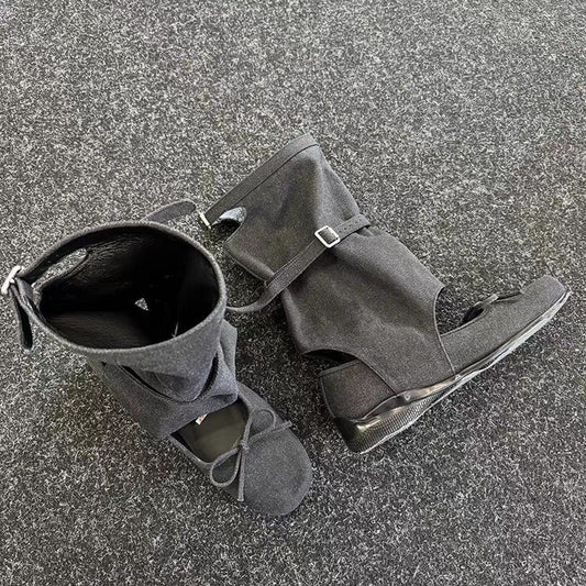 Women's Distressed Summer Bow Mary Jane Height Women's Shoes