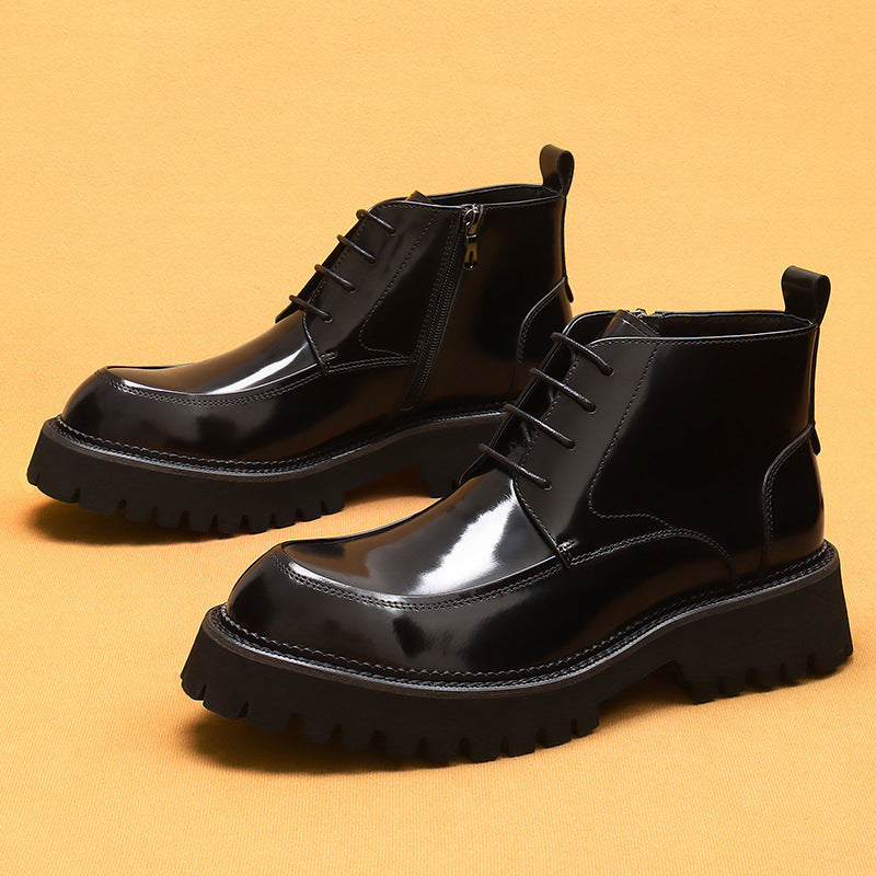 Men's Martin Zipper Patent Glossy British Ankle Boots