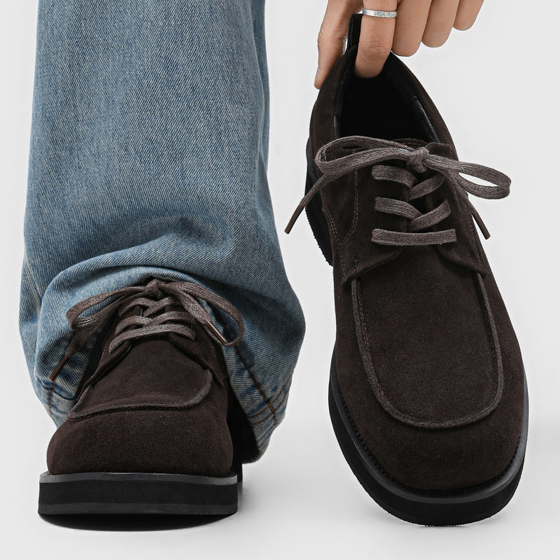 Men's Derby Big Head Retro Style Business Wear Men's Casual Leather Shoes