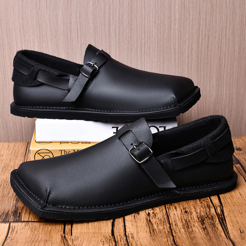 Men's Large Size Soft Bottom Surface Fashion Lazy Men's Casual Leather Shoes