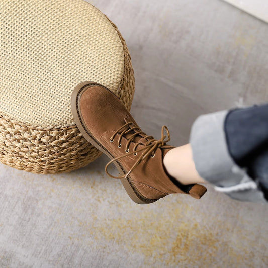 Style Martin Female Retro Brown British Women's Shoes