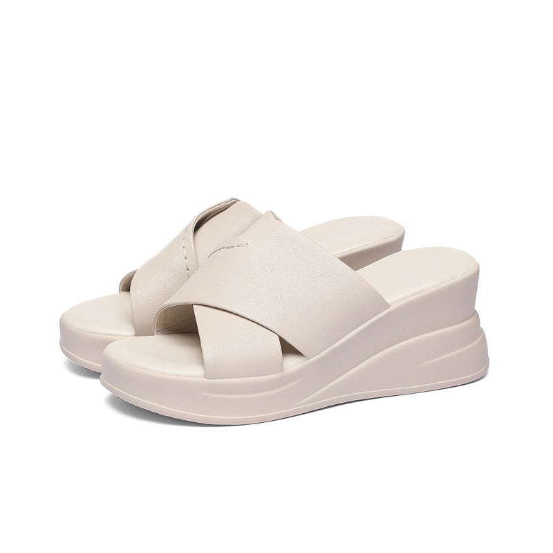 Women's Summer Wear Fashion Wedge High-grade High-heeled Slippers