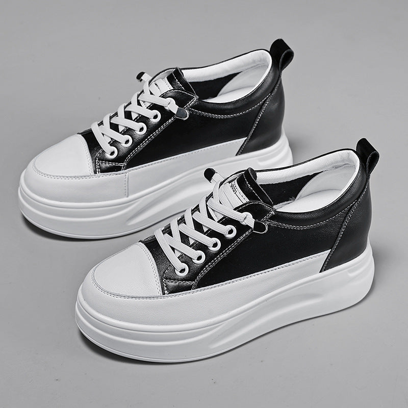 Women's White Campus Height Increasing Black Small Casual Shoes