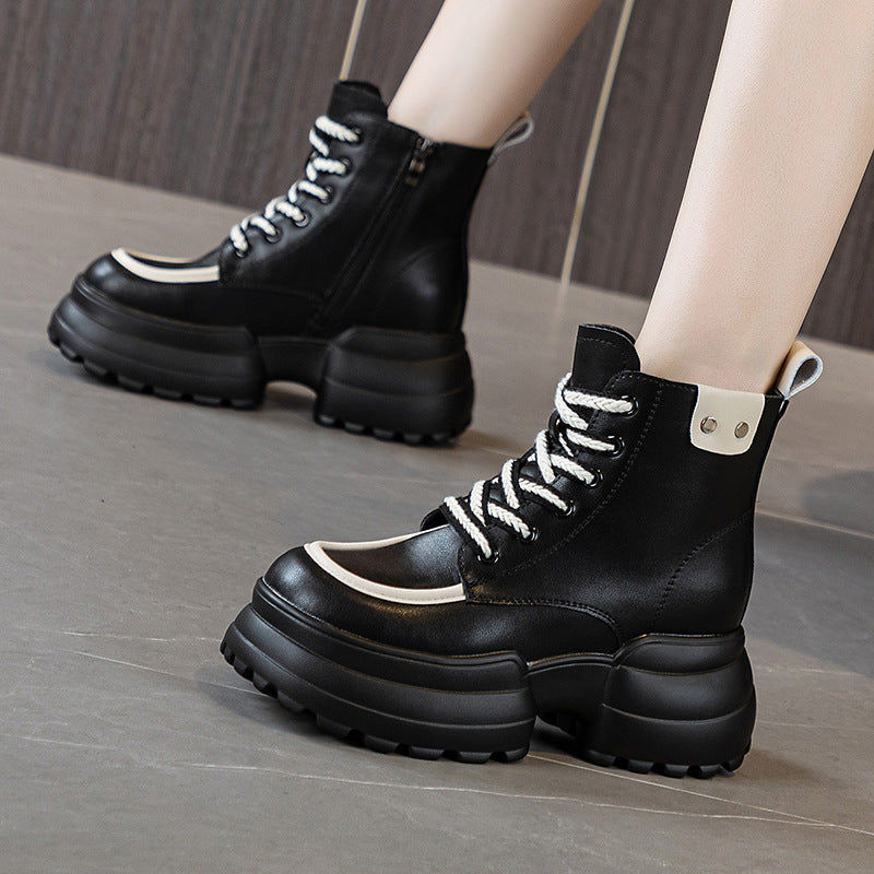 Women's Hight Increasing Martin Small British Style Women's Leather Boots
