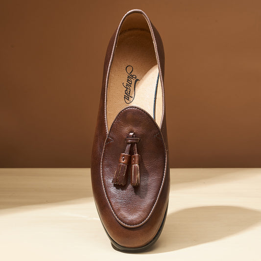 Men's Style Tassel Business Formal Wear Slip-on Penny First Layer Cowhide Men's Shoes