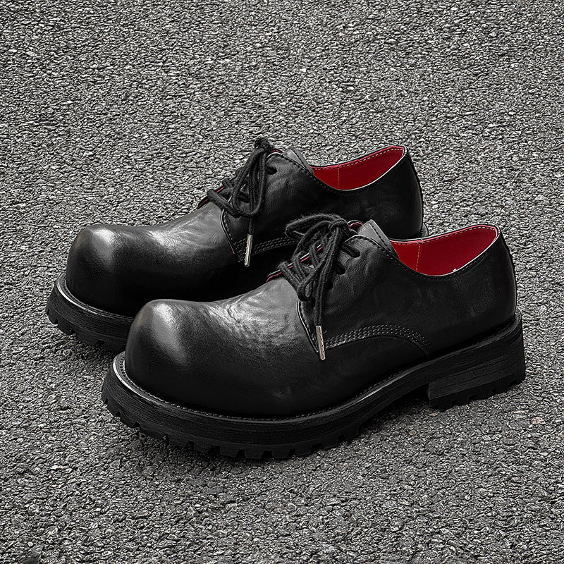 Men's Young High-grade Sense Increased Design Niche British Style Thick Bottom Men's Casual Leather Shoes