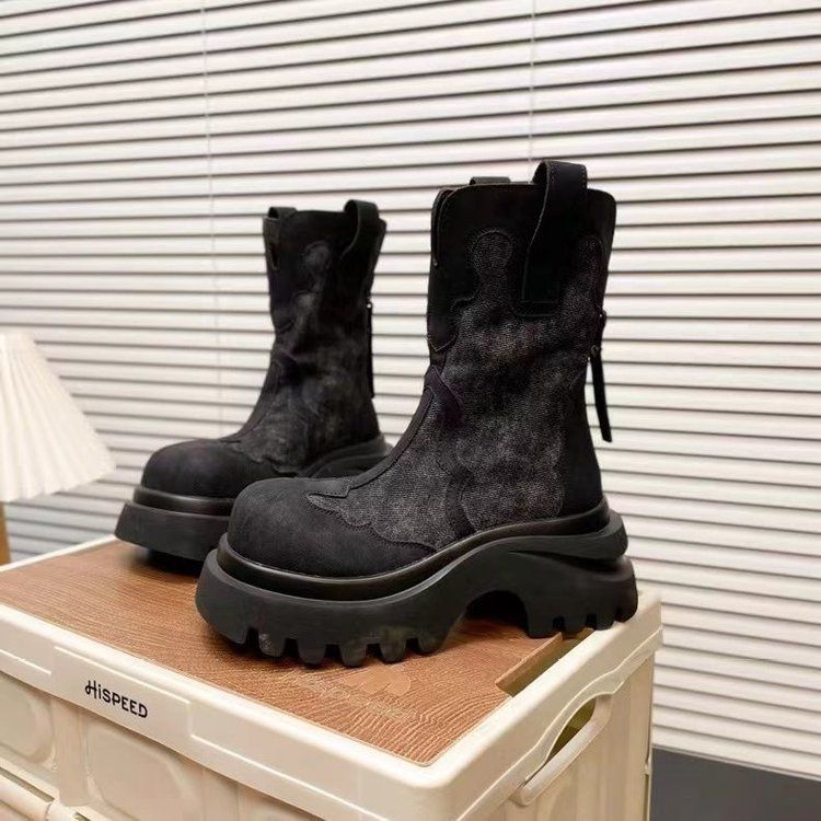 Women's Martin Denim Stitching Tooling Worker Motorcycle Super Small Boots