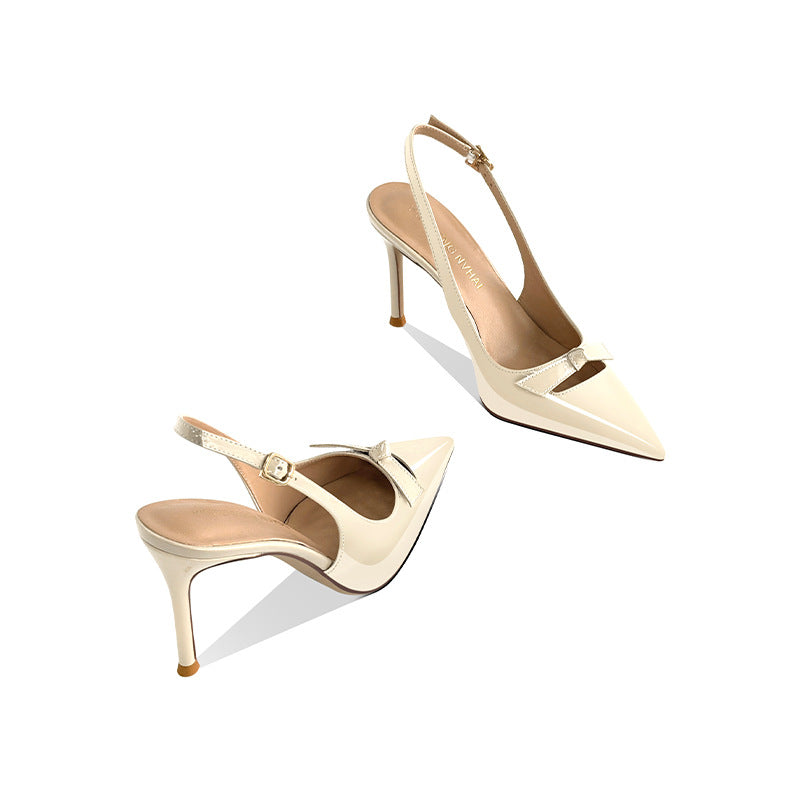 Women's Toe Stiletto Graceful Bow Pointed Back High Heeled Sandals