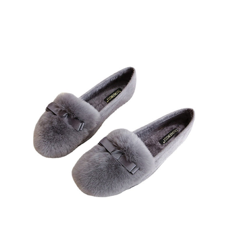 Women's Rabbit Hair Fleece-lined Insulated Fluffy Platform Women's Shoes