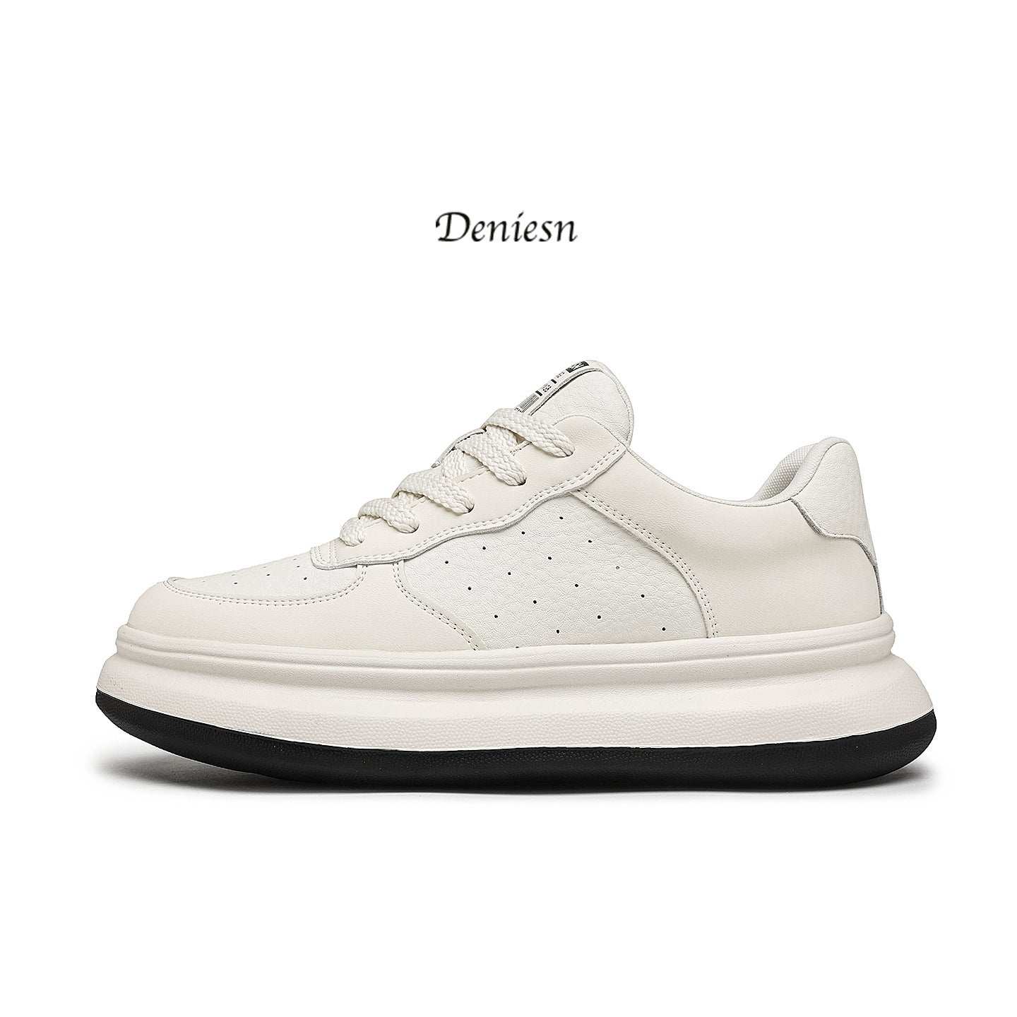Men's Breathable Thick-soled White Cowhide Sports Leisure Men's Board Shoes