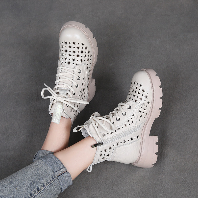 Women's Authentic Hollow Out Martin Thick Bottom Hole Summer Breathable Women's Shoes