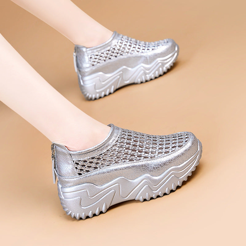 Women's Hollow Summer Mesh Breathable Thick Bottom Heightened Daddy Women's Shoes