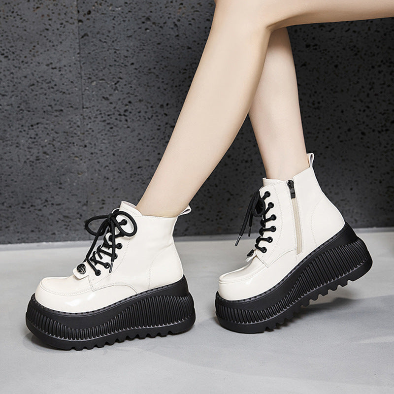 Women's Platform Martin Muffin Height Increasing Insole Small British Boots