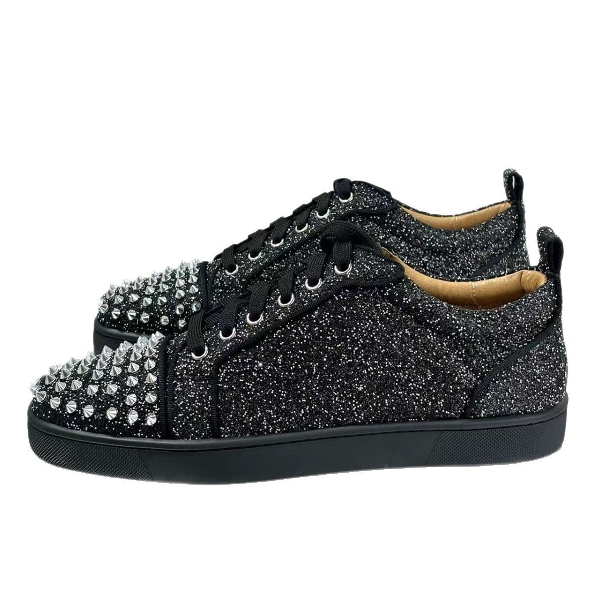 Men's Red Bottom Rhinestone Mixed Nails Men's Board Shoes