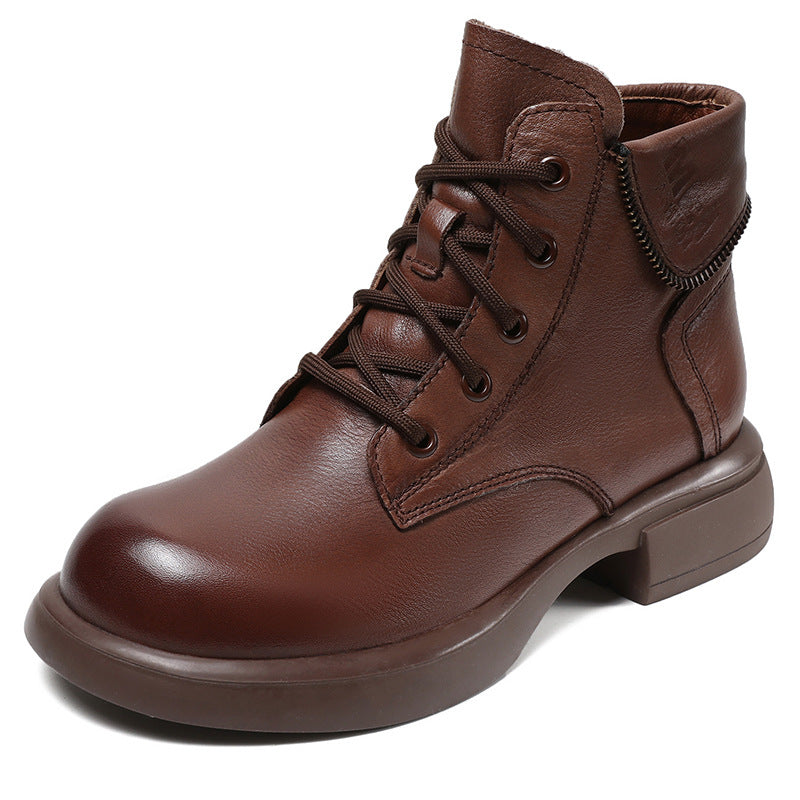 Winter British Style Martin Zip Fashion Short Retro Heels