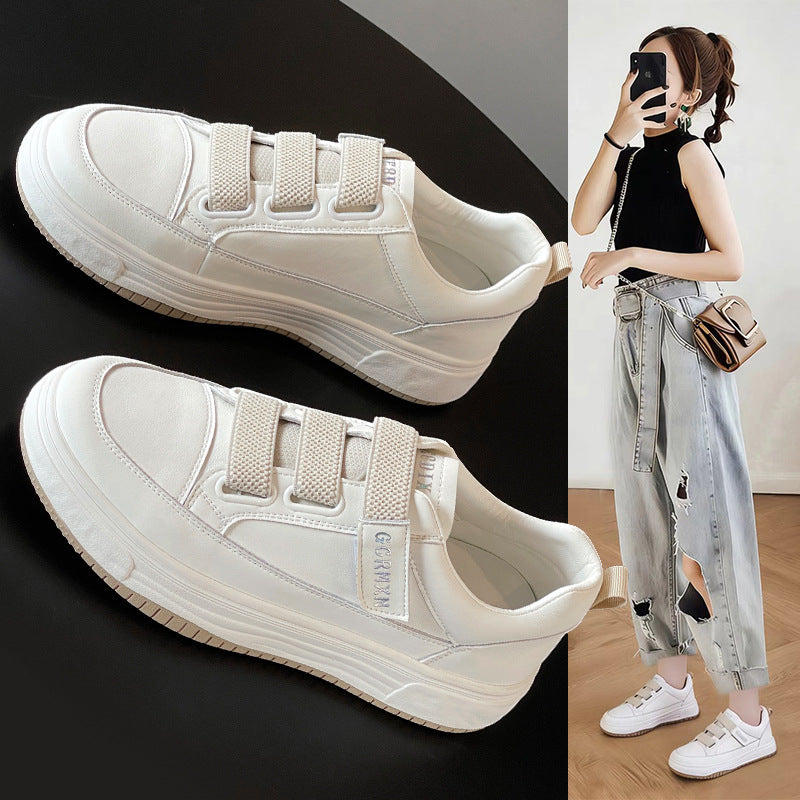 Women's Breathable One Pedal White Spring Genuine Sneakers