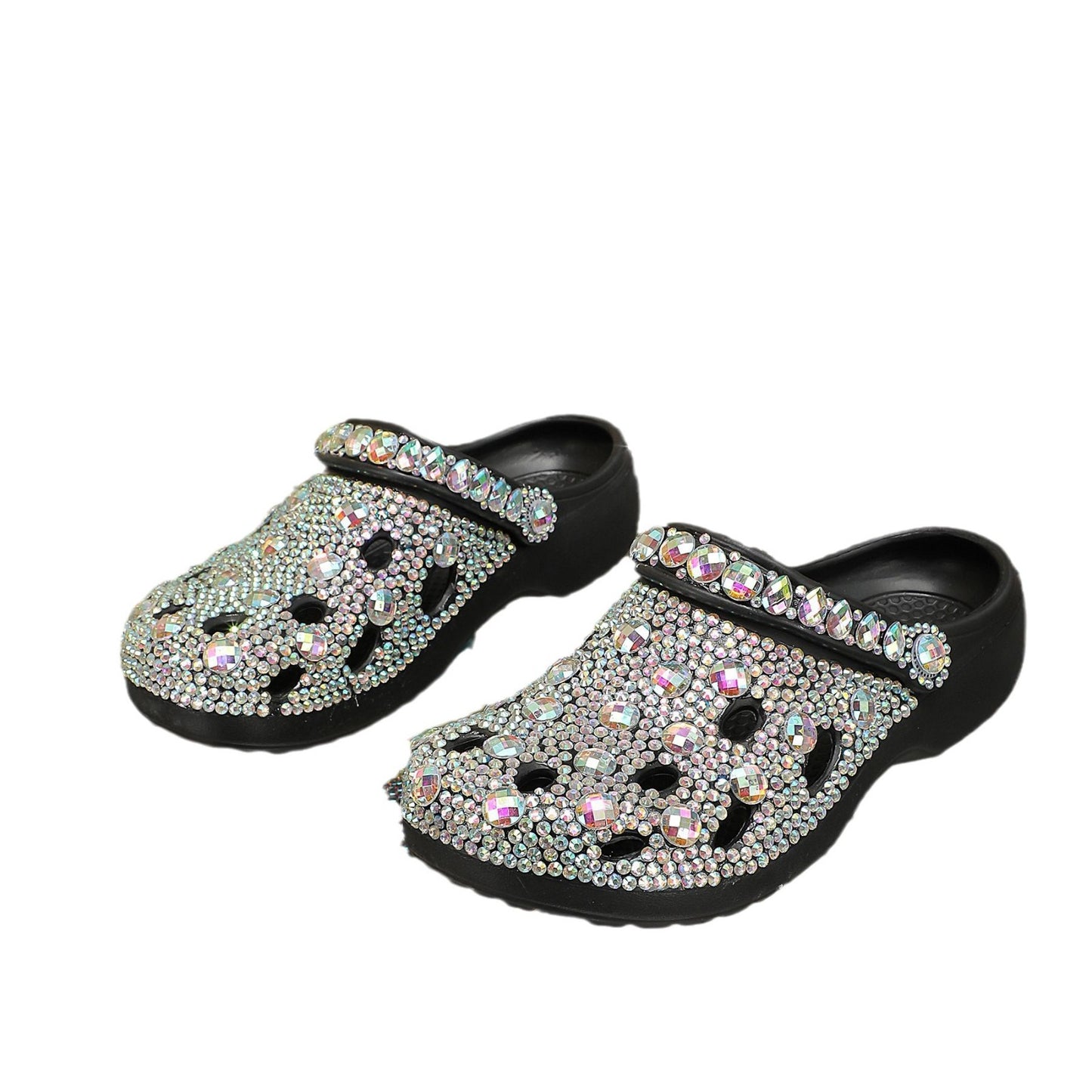 Women's Simple Hole Summer Diamond Studded Hand Platform Sandals
