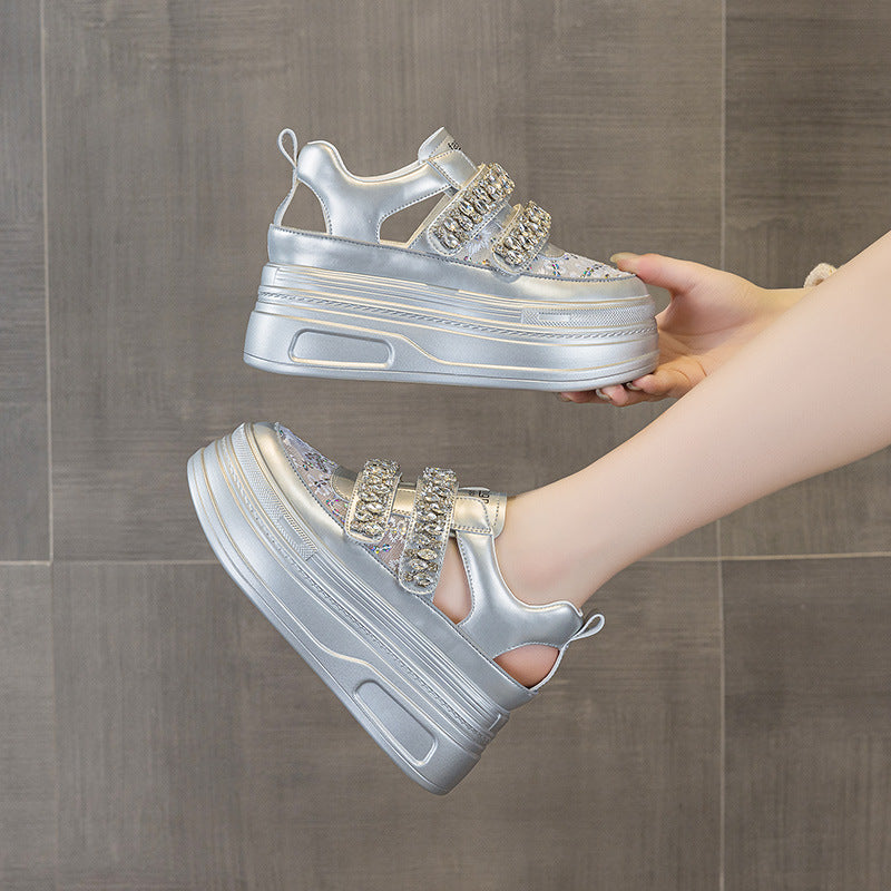 Women's Spring Authentic Platform White Velcro Sports Casual Shoes