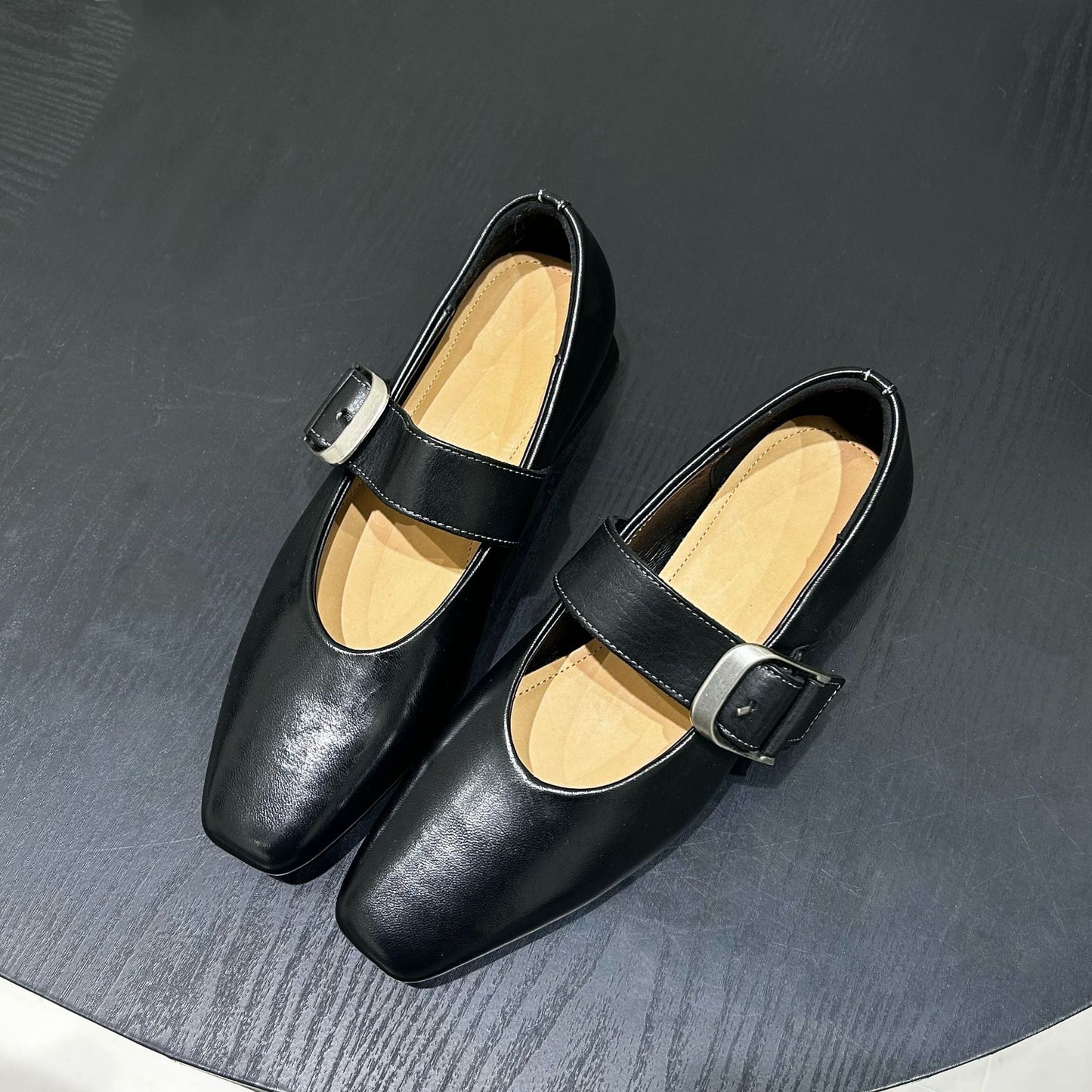 Horse French Style Mary Jane Spring Square Toe Vintage Leather Shoes