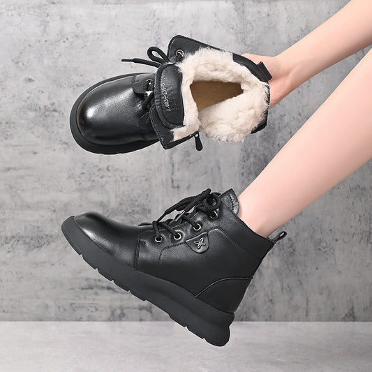 Women's Mother's Cotton Fur Integrated Soft Bottom Ankle Winter Warm Snow Boots