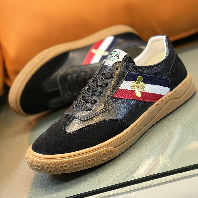 Men's Bee White British Trendy Board Sneakers