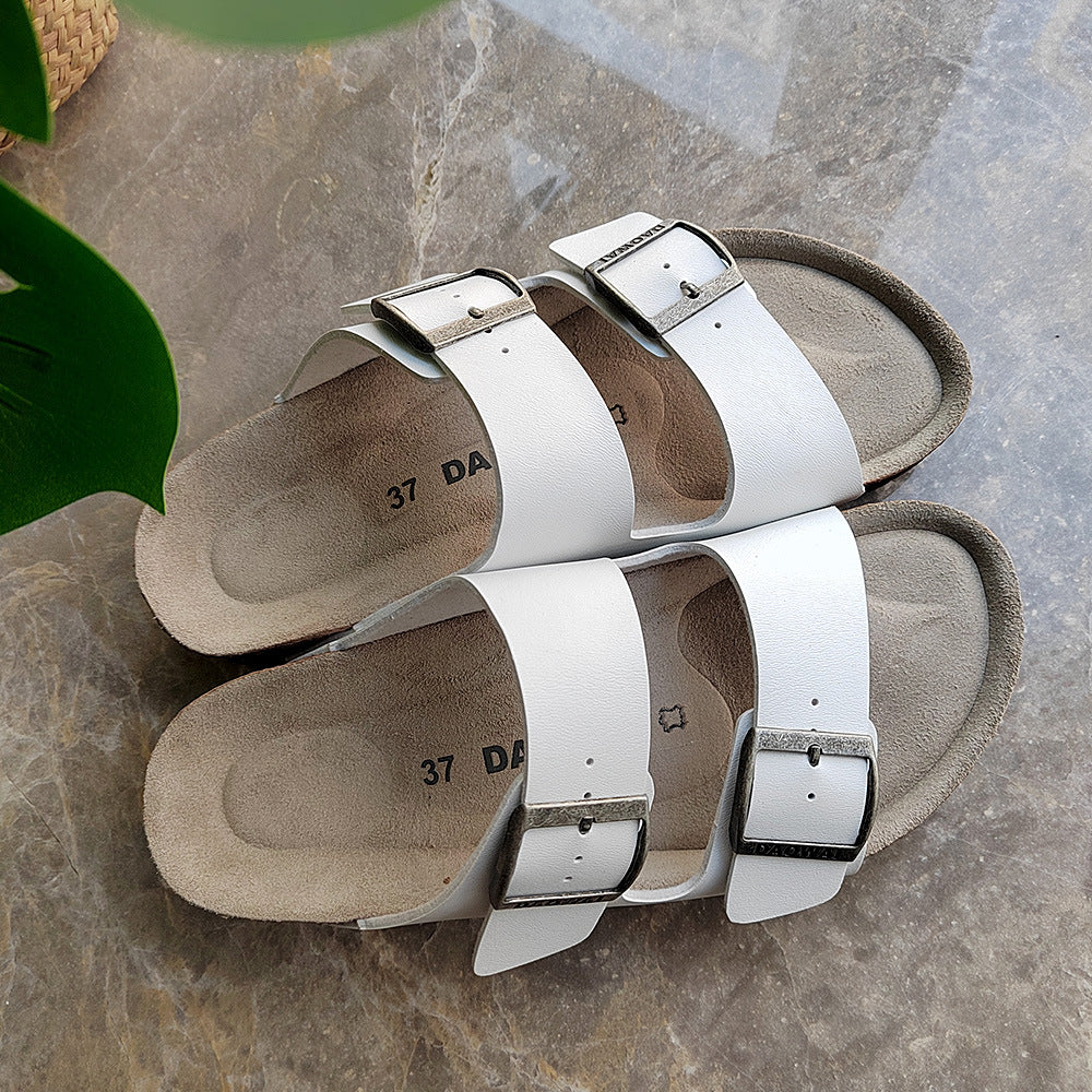 Women's & Men's Flip-flops Summer Pink Suede Cowhide Series Sandals