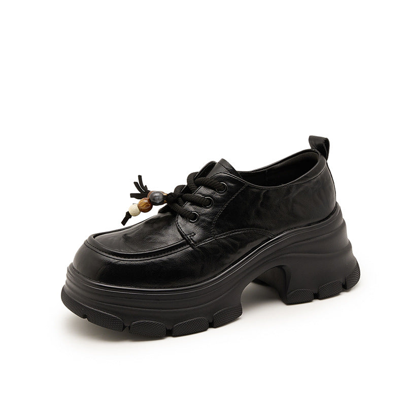Women's British Retro Platform Height Increasing Ultra Light Preppy Leisure Loafers