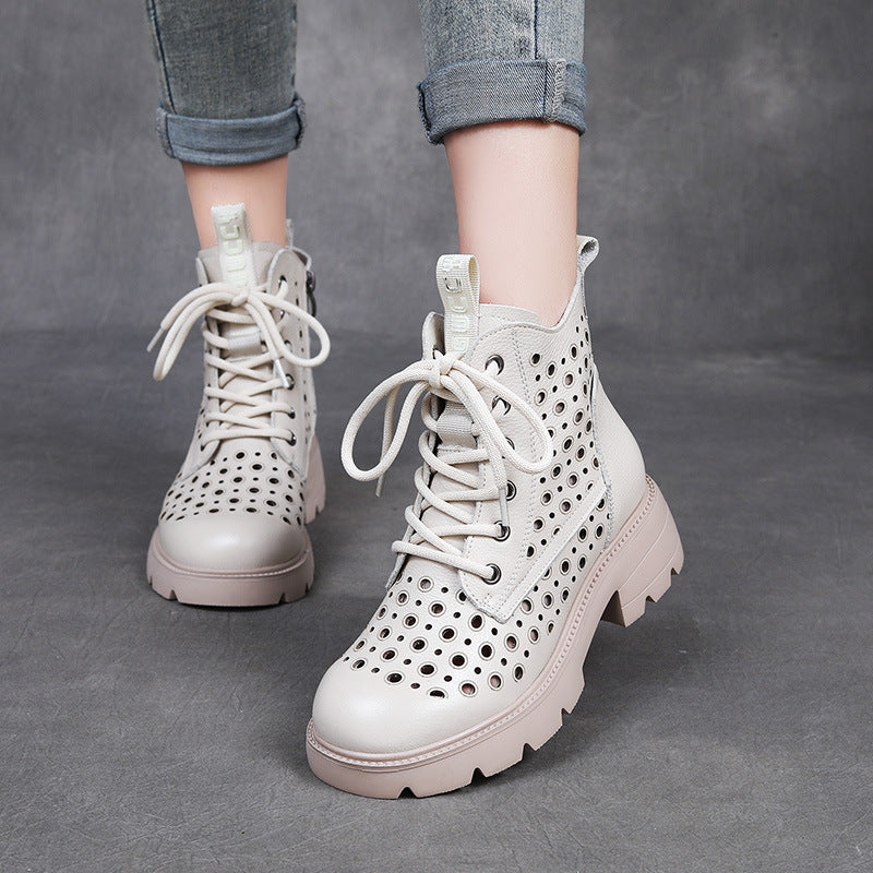 Women's Authentic Hollow Out Martin Thick Bottom Hole Summer Breathable Women's Shoes