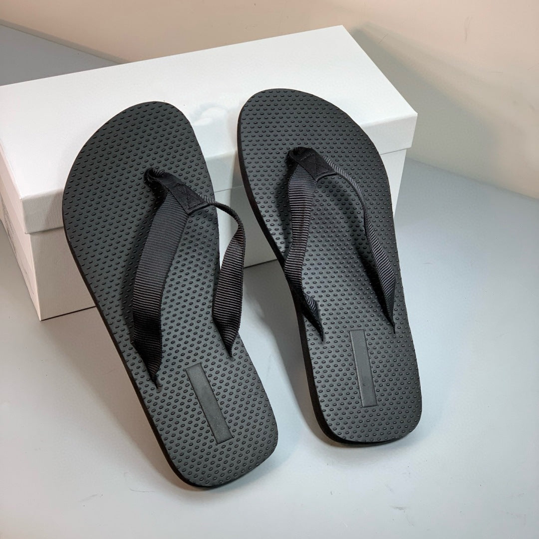 Women's Niche Minimalist Ribbon Platform Outer Wear Flat Slippers