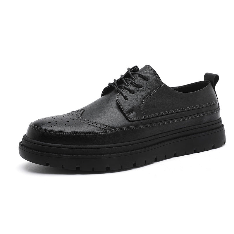 Men's Black Tie First Layer Cowhide Comfortable Leather Shoes