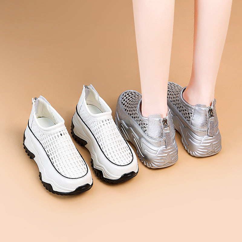Women's Hollow Summer Mesh Breathable Thick Bottom Heightened Daddy Women's Shoes