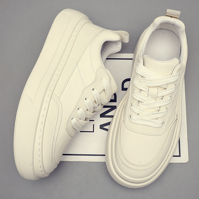 Men's Top Layer Cowhide Versatile Trendy Platform Men's Shoes