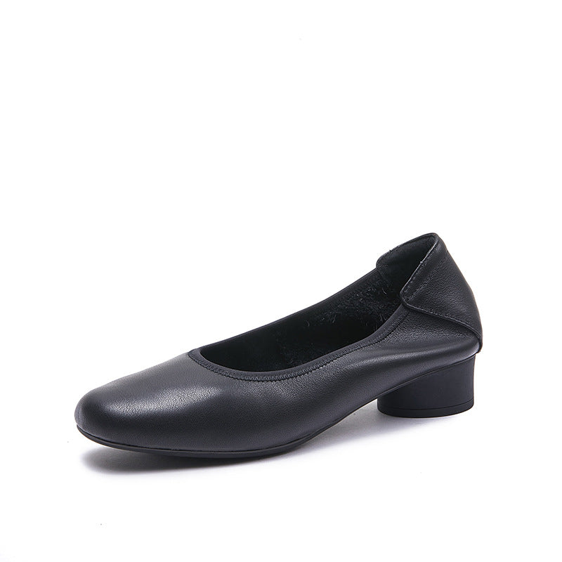 Women's Black Professional Oversized Round Toe Mom Women's Shoes