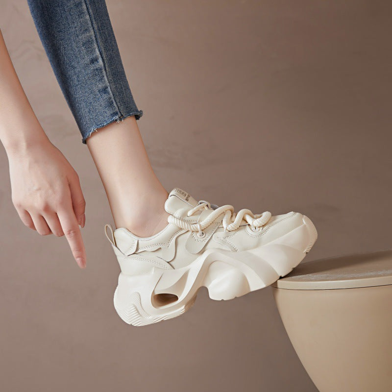 Women's Dad Spring White Versatile Platform Sports Sneakers