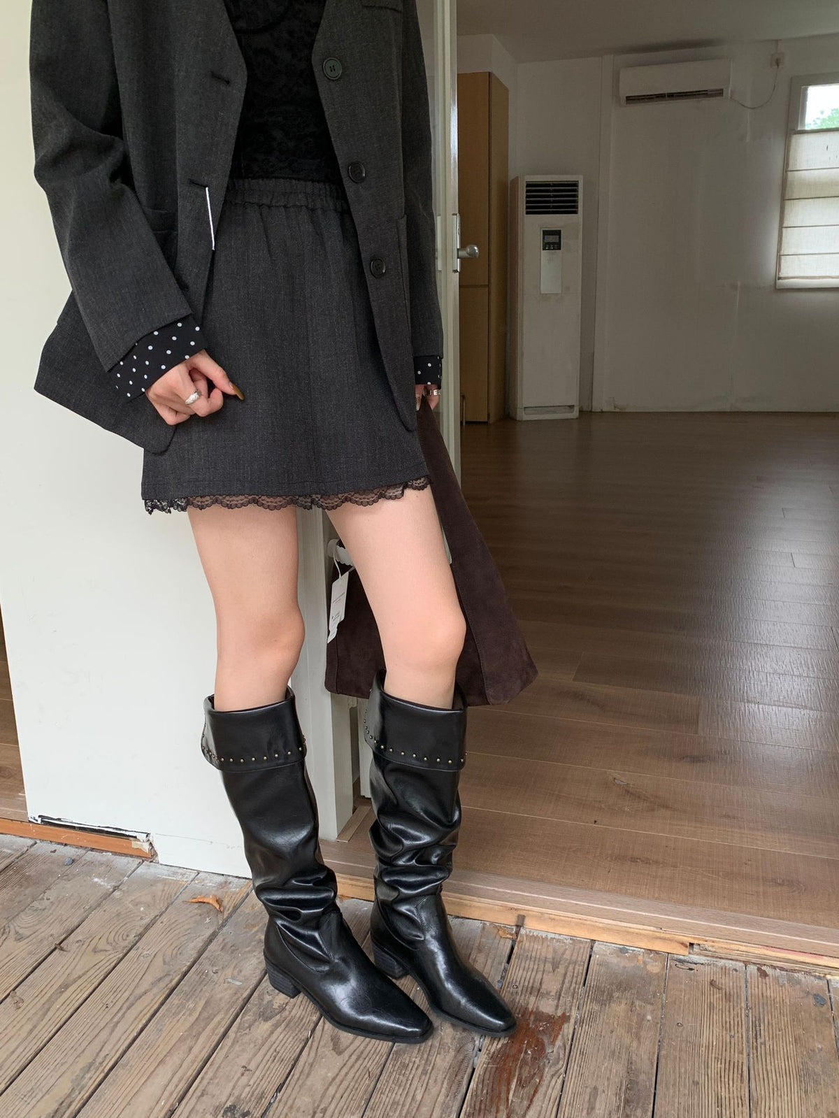 Women's Pile Style For Chunky Square Toe Heels