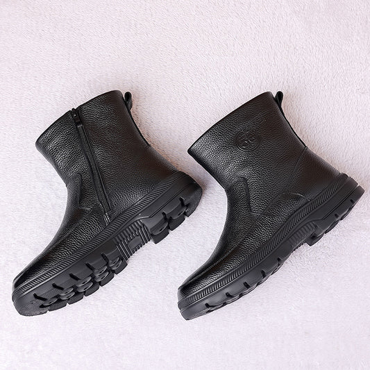 Men's Winter Wool Cowhide Fleece-lined Warm Genuine Boots