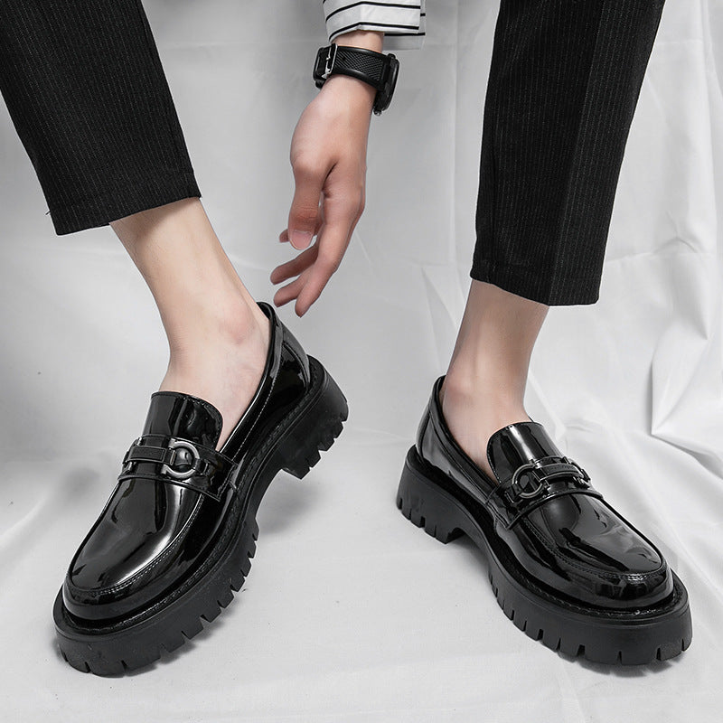 Men's British Retro Round Toe Brogue Platform Casual Shoes