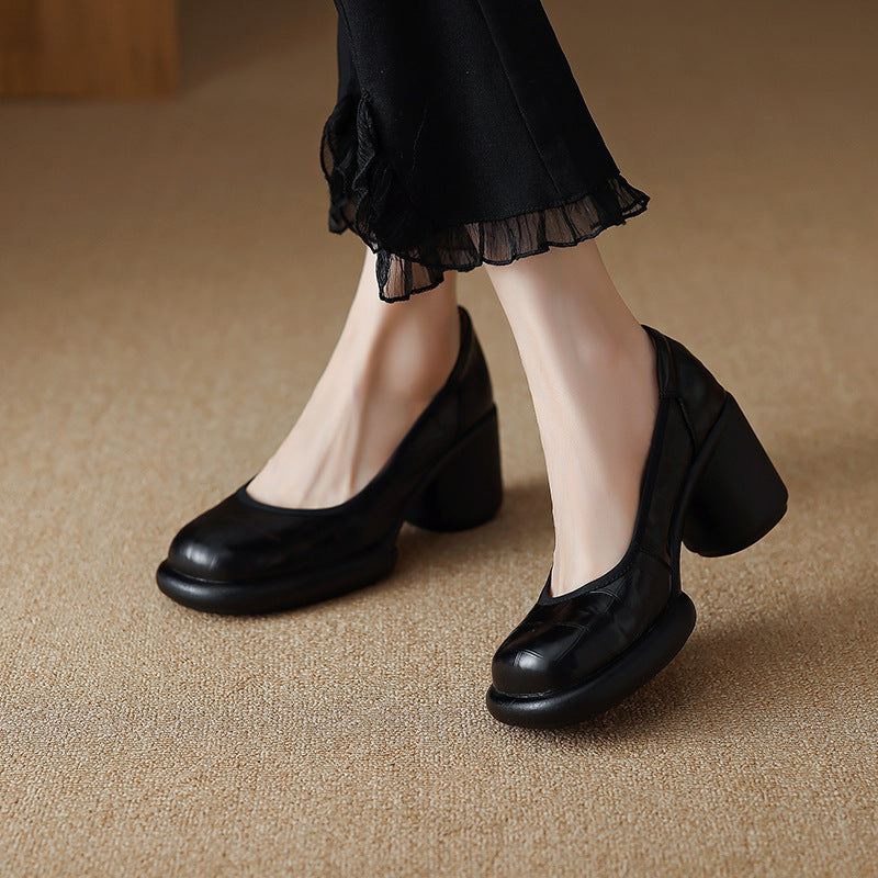 Women's Style Genuine Elegant Low-cut Chunky Platform Women's Fashion Shoes