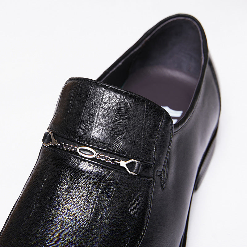 Men's Fashion Genuine Embossed Slip-on Wear Low Men's Business Leather Shoes