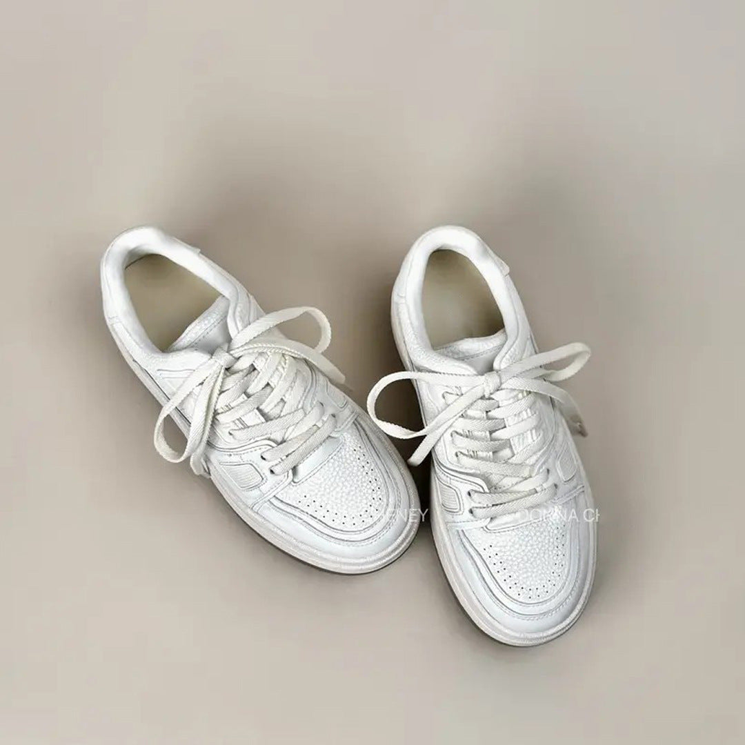 Women's White Spring Small Thick Bottom Height Increasing Women's Board Shoes