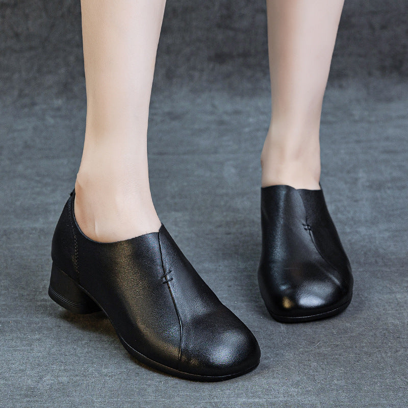 Women's Autumn Genuine Thick Soft Bottom Retro Style Washed First Layer Women's Fashion Shoes