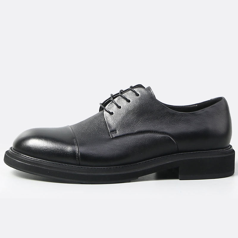 Men's Business European Version Derby Round Head British Men's Casual Leather Shoes